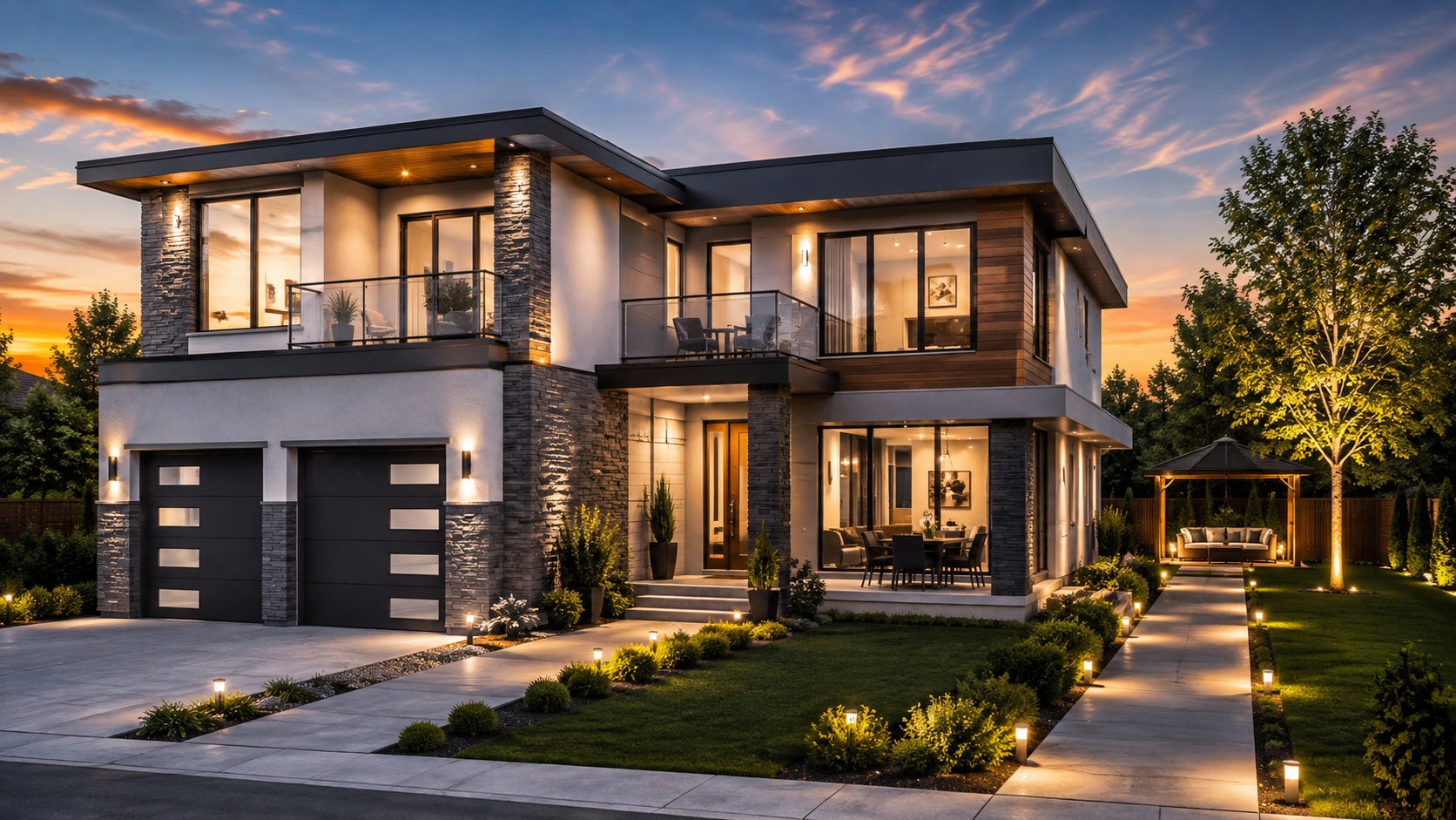 Modern home LED planning front view